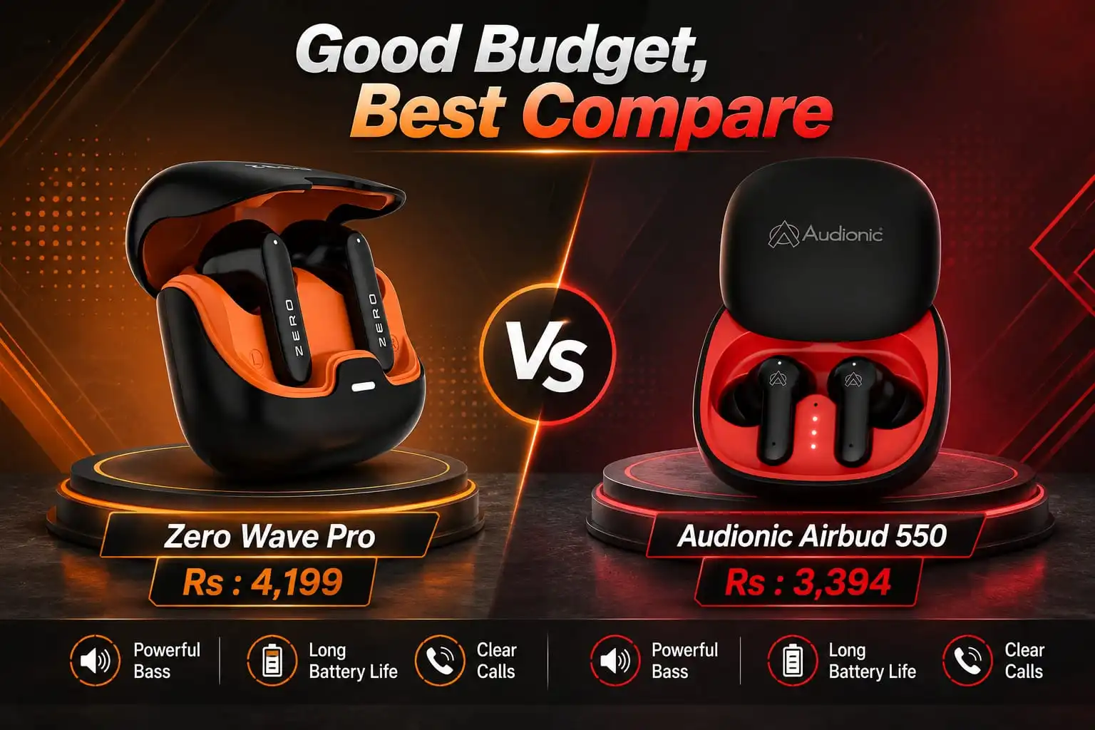 Zero Wave Pro VS Audionic Airbud 550 comparison